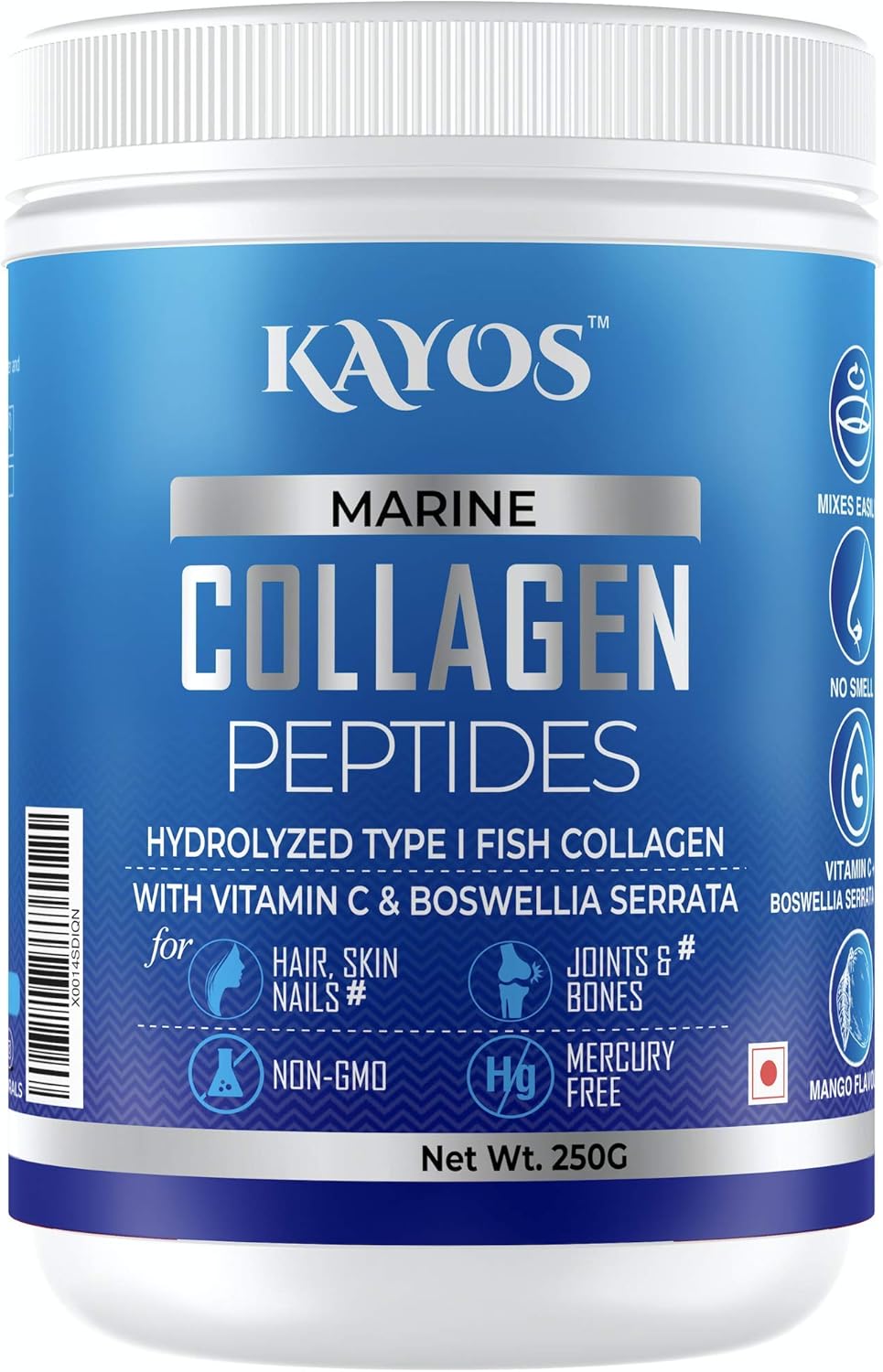 Kayos Marine Collagen Peptides Mercury Free Hydrolyzed Type 1 Fish