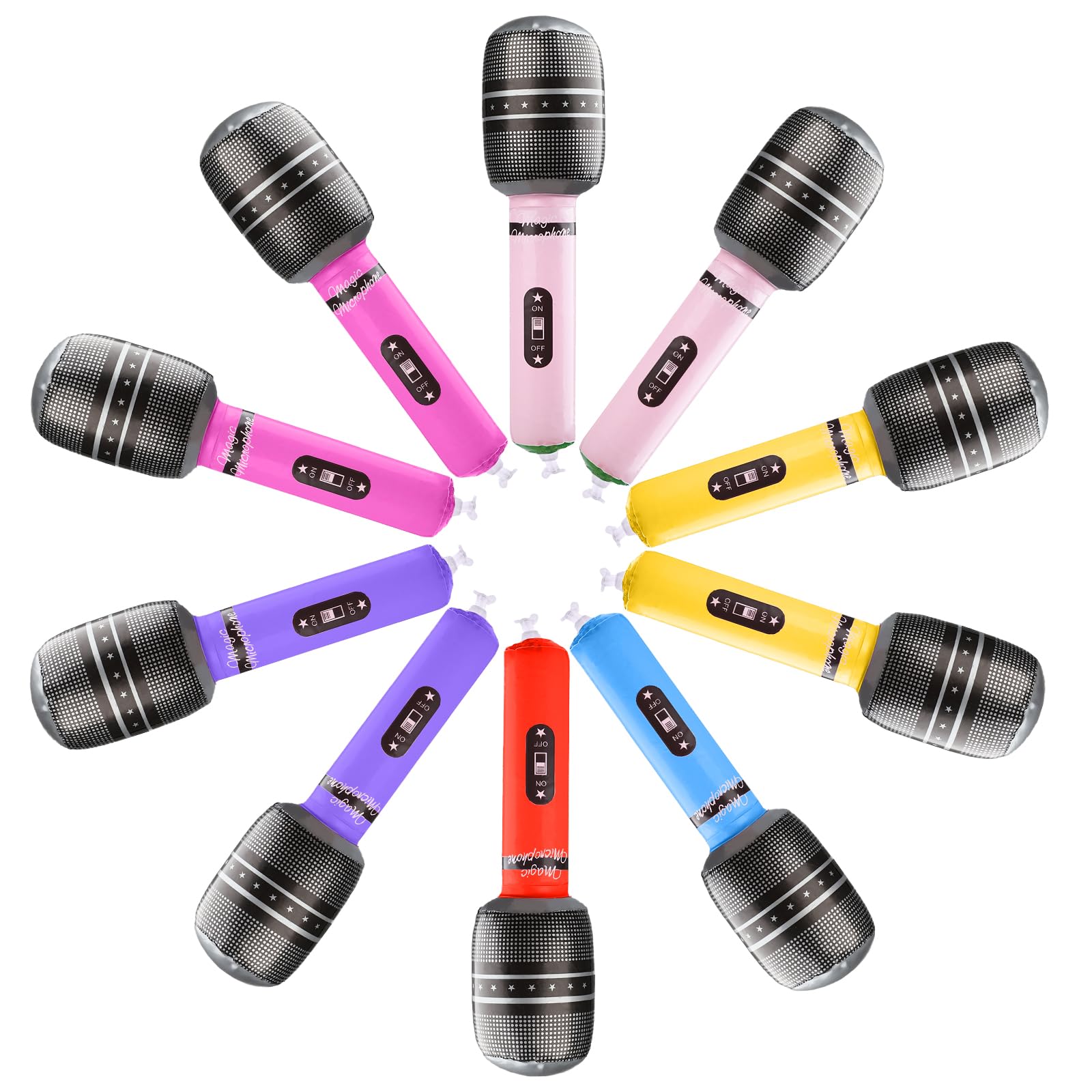 BLMHTWO 10 PCS Inflatable Microphone Set Blow Up Rock Star Pop Star Toys Fancy Dress Accessory for Star Party Supplies Party Favours Balloons Random Colour