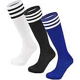 Century Star Kids Soccer Socks Youth Boys Softball Baseball Sock Girls Knee High Socks Sports Stripe Toddler Long Stocking