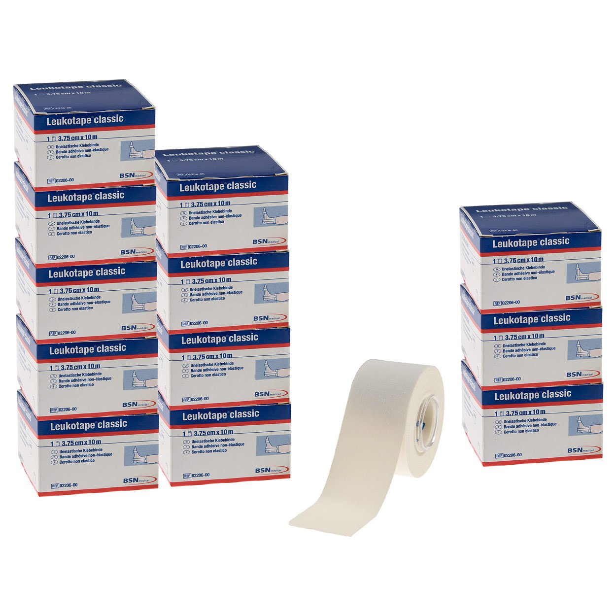 Leukotape Classic, 10 m x 3.75 cm, White, Pack of 12