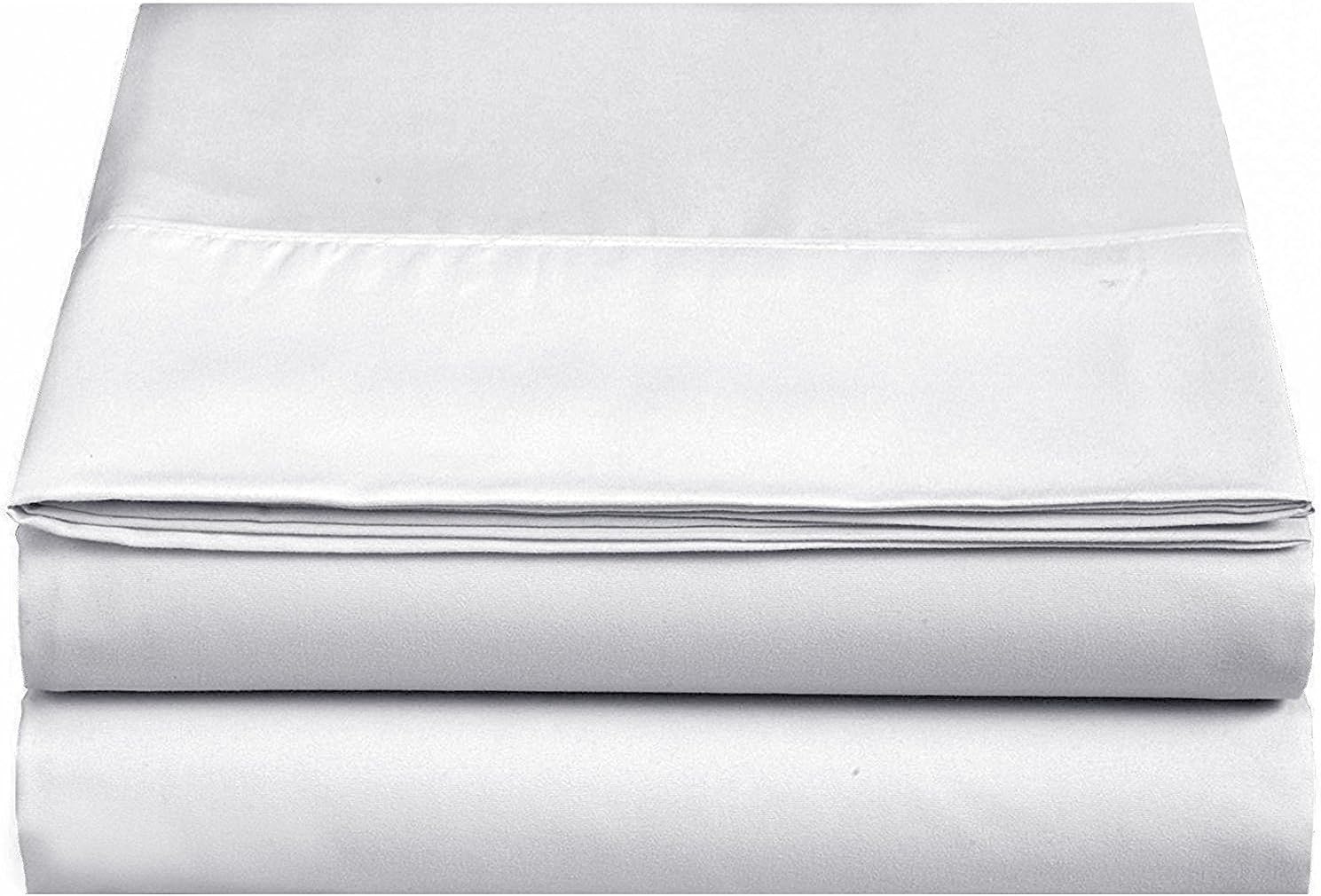 4U LIFE 2 Piece Flat Sheet, Ultra Soft and Comfortable Microfiber, Twin, White: Home & Kitchen