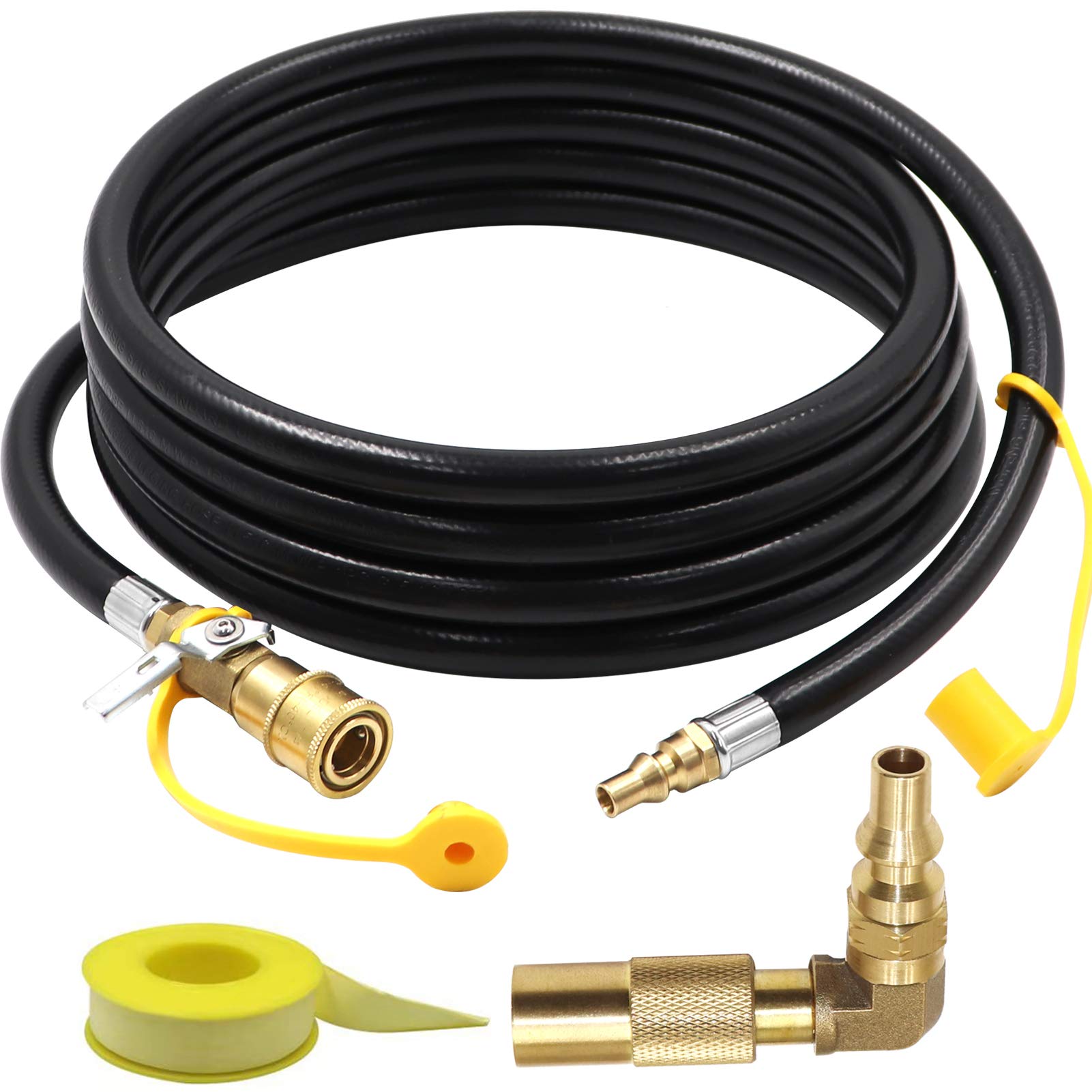Photo 1 of Iococee 12FT RV Quick Connect Propane Hose, Quick Connect Propane Hose for RV to Grill, Low Pressure Quick Connect Propane Hose with Elbow Adapter for 17" and 22" Blackstone Griddles
