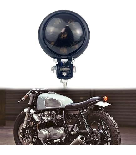 Feu Arrière Rond Noir Universel Moto 12V Avec Support Plaque - Feu Stop LED