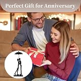 Sziqiqi Iron Anniversary Couple Figurines Umbrella Heart Base view 5