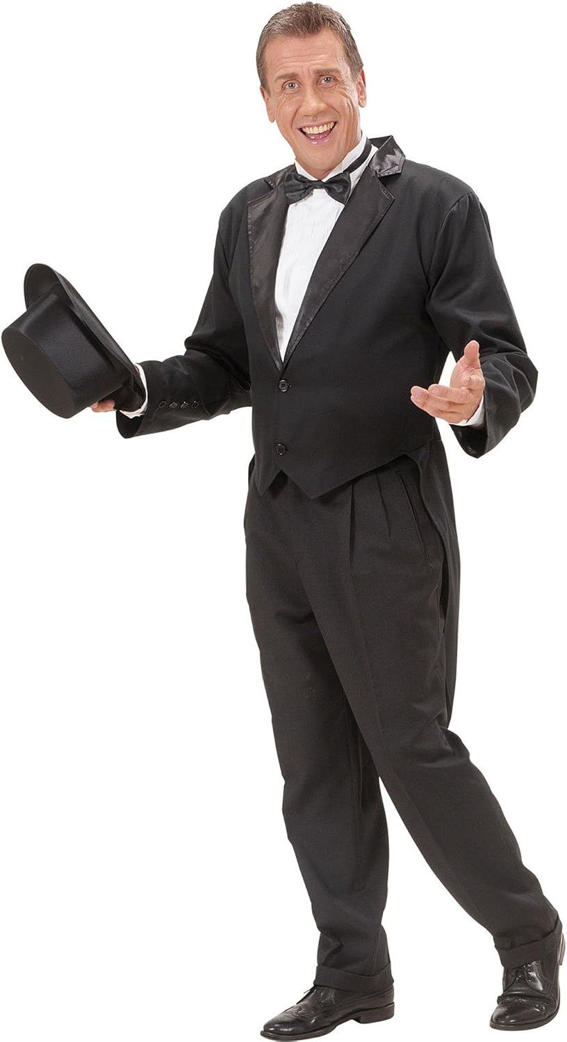 Mens Blk Lined Tailcoat Costume Small for Hardy Hollywood Film Fancy Dress, Black - Image 3