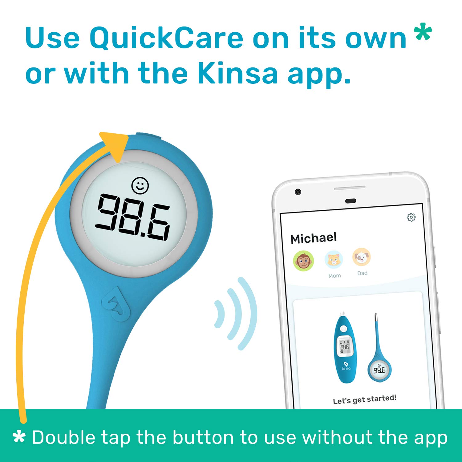 Kinsa QuickCare Smart Thermometer for Fever - Digital Medical Baby, Kid and Adult Termometro - Accurate, Fast, FDA Cleared Thermometer for Oral, Armpit or Rectal Temperature Reading: Industrial & Scientific