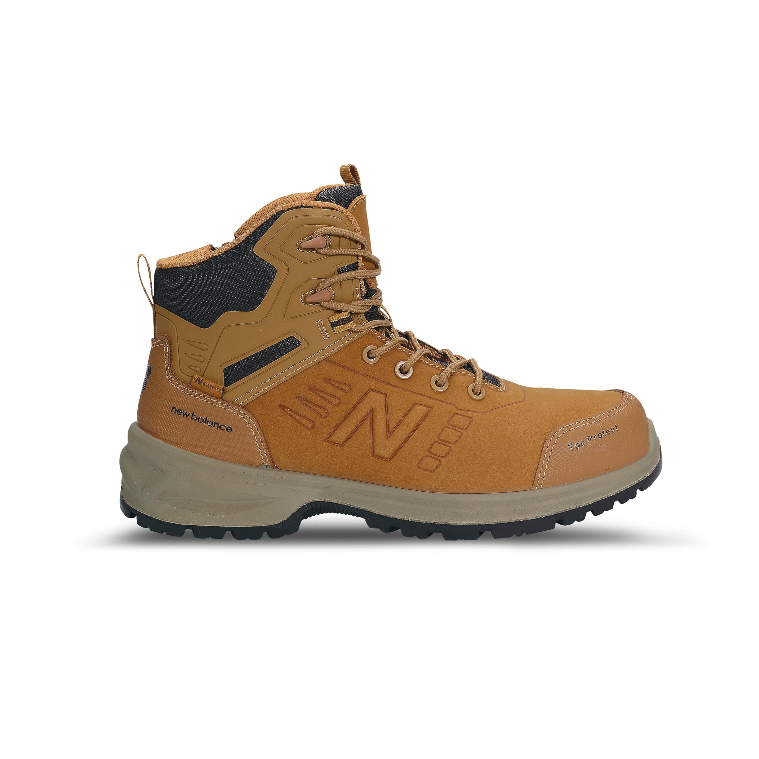 Photo 1 of ***(HEAVILY USED/ MINOR DAMAGE)***
New Balance Calibre Composite Toe Work Boots for Men - EH, PR, Non-Slip Leather Safety Shoes for Industrial & Construction, Wheat, 12 Wide
