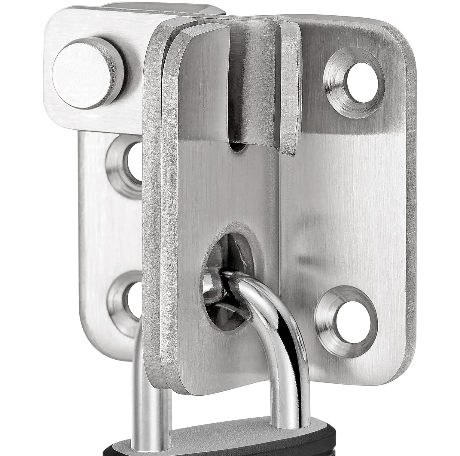 Litensh Shed Lock Gate Lock Gate Latch Padlock Hasp Stainless Steel Flip Door Bolt Latch Lock for Wooden Gates Garden Cupboard Pet Cage Silver, Left Open, Size L: 52 x 62