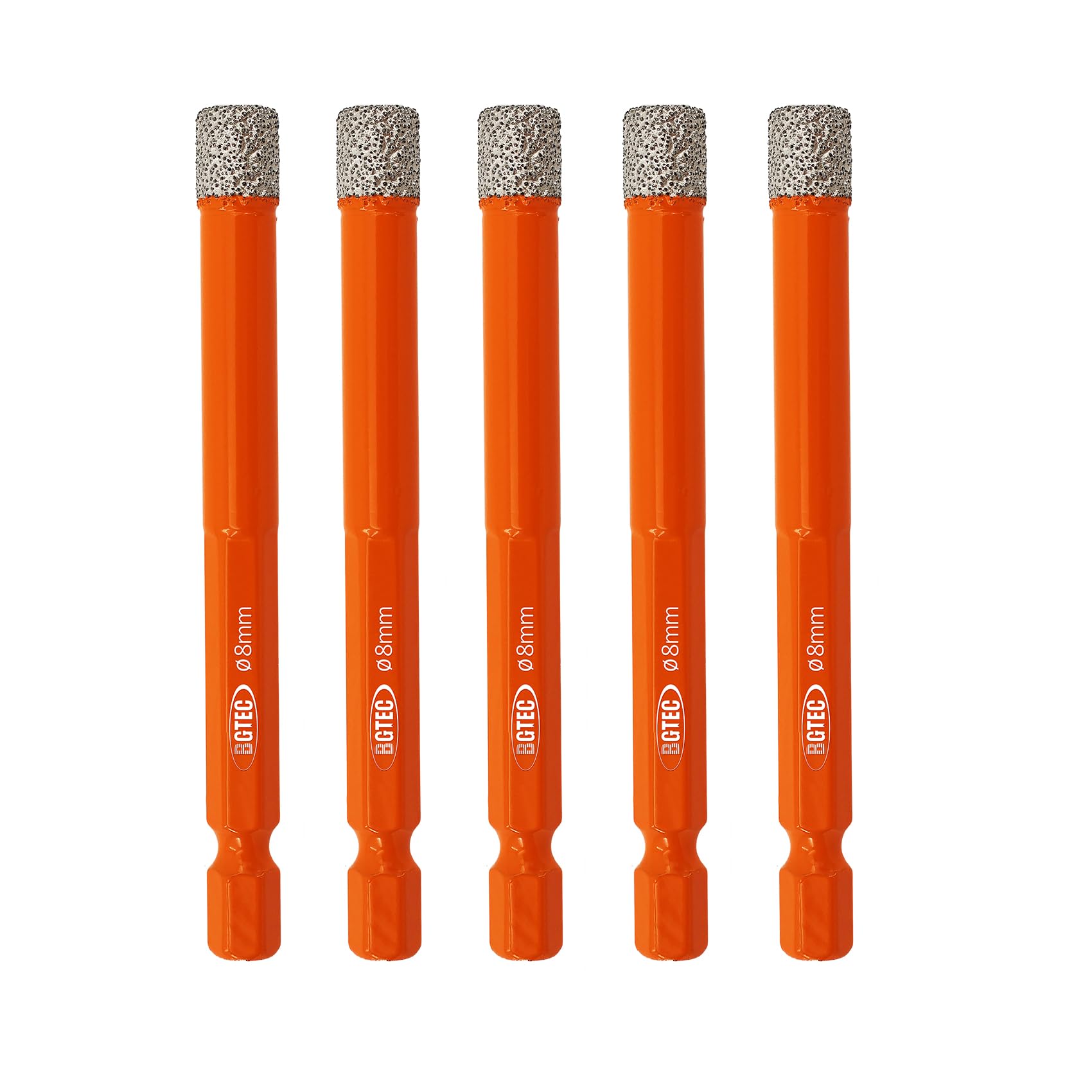 BGTEC Dry Diamond Drill Bits 5pcs 8mm with Quick Change Hex Shank for Granite Marble Porcelain Tile Ceramic