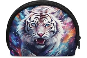 ZOUTAIRONG Galaxy White Tiger Coin Purse for Women Small Wallet Change Storage Bag for Kids Girls Money Pouch with Zipper Case Clutch Bag Credit Card Holder Mini Pouch