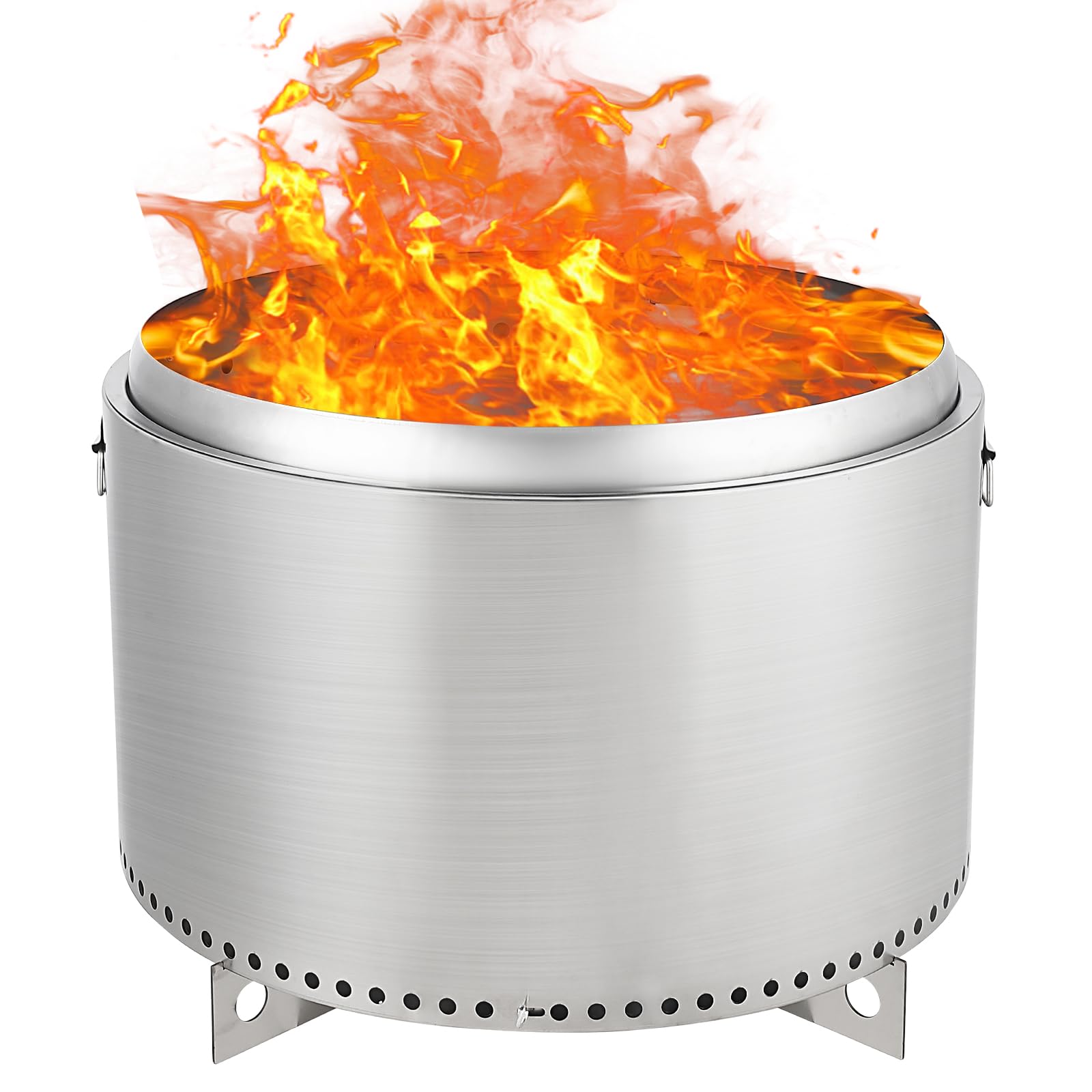 Photo 1 of 27 in Smokeless Fire Pit with Air Switch, Wood Burning Portable Stainless Steel Outdoor Firepit with Removable Stand & Stove Hook, Ash Pan, for Camping Backyard Patio Picnic, H: 20 in, 35 LBS