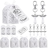 Outus 60 Pcs Baptism Party Favors 20 Angel Keychain Shower Favors 20 Baptism Favor Boxes 20 Thank You Favor Tags Baby Shower Party Gift for First Communion(White)