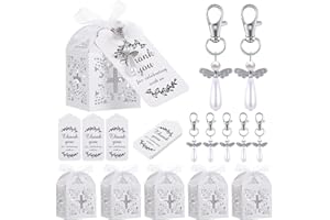 Outus 60 Pcs Baptism Party Favors 20 Angel Keychain Baby Shower Favors 20 Baptism Favor Boxes 20 Thank You Favor Tags Baby Sh