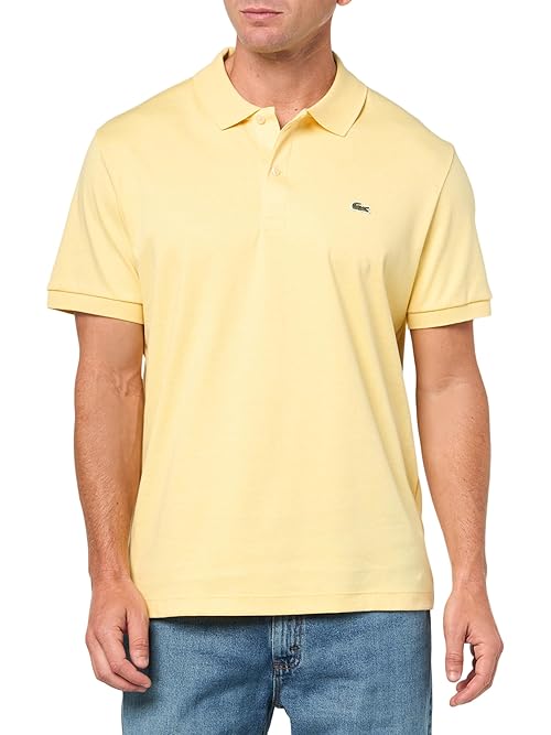 Lacoste Men's Regular Fit Cotton Pima Polo Shirt, Soleil Chine, Large