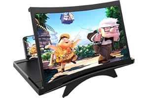 FANLORY 12" Curve Screen Magnifier –3D HD Mobile Phone Magnifier Projector Screen for Movies, Videos, and Gaming–Foldable Phone Stand with Screen Amplifier–Supports All Smartphones (Black)