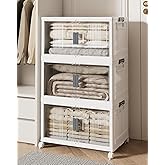 OlarHike 76QT Lockable Storage Bins with Lids - Folding Storage box with Doors and Wheels, Collapsible Plastic Bins for Closets, Stackable Organizer and Containers, Gifts, 3 Pack Cubes