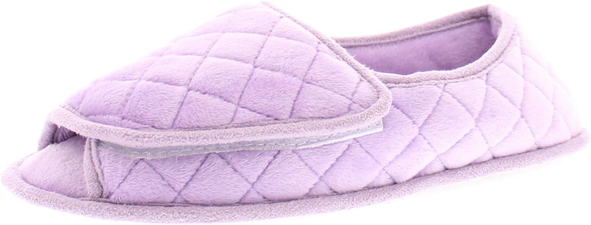 Coralee Womens Diabetic Shoes,Edema Wide Open Toe Slippers for Women,Non Slip