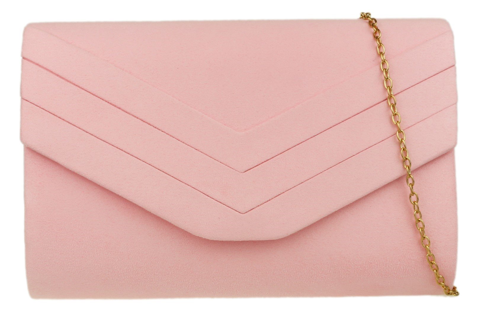 Girly Handbags Womens Plain Suede Clutch Bag - Pink
