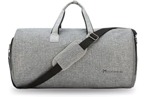 Modoker Convertible Garment Bag with Shoulder Strap, Carry on Garment Duffel Bag for Men Women - 2 in 1 Hanging Suitcase Suit Travel Bags (Grey)
