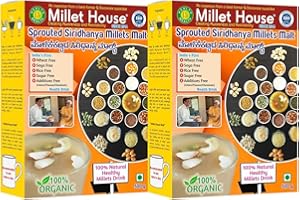 Millet House Sprouted Siridhanya Millets Malt | 30 Natural Ingredients | 100% Healthy Chemical Free Natural Certified Millet Drink | Traditional Millets Organic Health Mix (Pack of 2, 500 Gram Each)