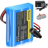 11.1V- 12V 2600mAh Rechargeable Li-ion Battery Pack with Charger, Bare Leads Wire Replacement Lithium Battery Compatible with 12 Volt Devices RC Car, Boat, Robot, DIY, LED Light Strip, CCTV Camera