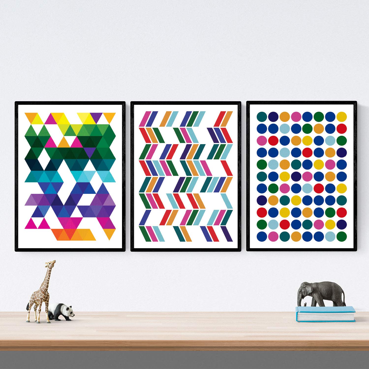 Nacnic Set of 3 Geometric Colours Posters with Vibrant Colours - Size 30 x 40 cm - Sheets with Geometric Images with Cheerful Colours