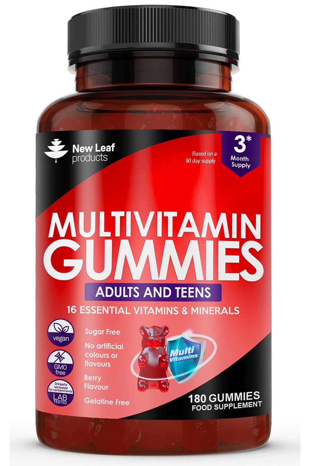 Chewable Vegan Multivitamin 180 Gummies - Non Sugar Coated, Gluten Free, Non-GMO Multivitamins for Men and Woman - Fortified with Vitamins C A D E B Biotin, Folate, & Zinc Huge 3 Month Supply