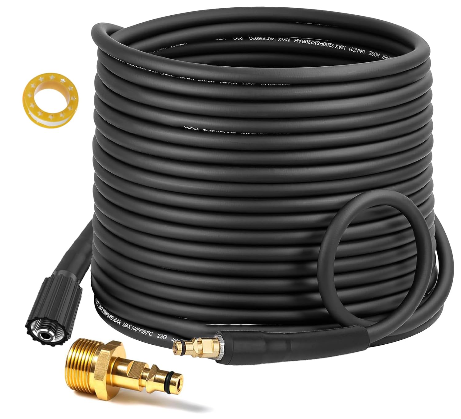 20M 64Ft High Pressure Washer Replacement Hose for Karcher, Click Type Plug to M22-14mm Screw Thread Outlet for Kärcher K Series Washers K2, K3, K4, K5, K7 Accessories, with Quick Connect Adapter