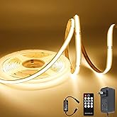 AXMOTUT COB LED Strip Light Warm White, High Bright LED Strips with 2400LEDs, RF Remote and UL Power Supply, 3000K Dimmable LED Lights for Bedroom, Kitchen, DIY Home Decoration