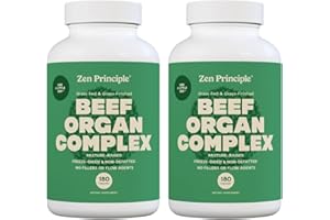 Zen Principle Grass Fed Beef Organs Supplement – Desiccated Liver, Heart, Kidney, Pancreas, Spleen, Intestine & Tripe/Stomach – Grass-Fed & Grass-Finished on the Natural Pastures of New Zealand 2-Pack