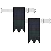 Kilt Emporium Adjustable Kilt Flashes for Men - Heavy Buckle, Plain & Tartan