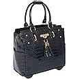 JKM & Company Rolling Laptop Bag for Women | Designer Wheeled Briefcase | Fits 13-17" Laptops | Office Travel Computer Case (Cosmopolitan)