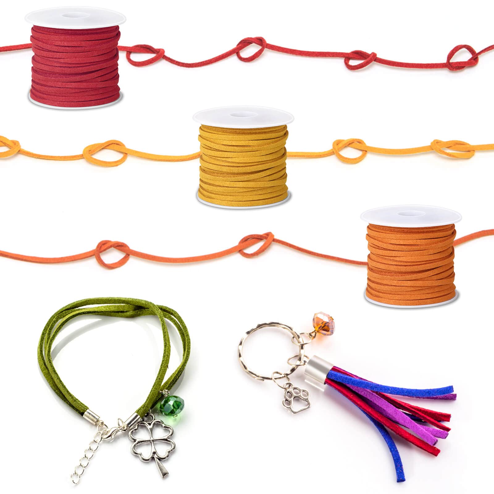 Cridoz Faux Suede Leather Cord, 25 Rolls Flat for Jewelry Making, Leather Strips & Laces for Dream Catcher Supplies DIY Crafts, Thread Velvet String for Necklace, Bracelet, Beading