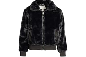 URBAN REPUBLIC Girls' Winter Coat - Full Zip Up Warm Plush Faux Fur Teddy Winter Bomber Jacket for Girls (Sizes: 4-16)