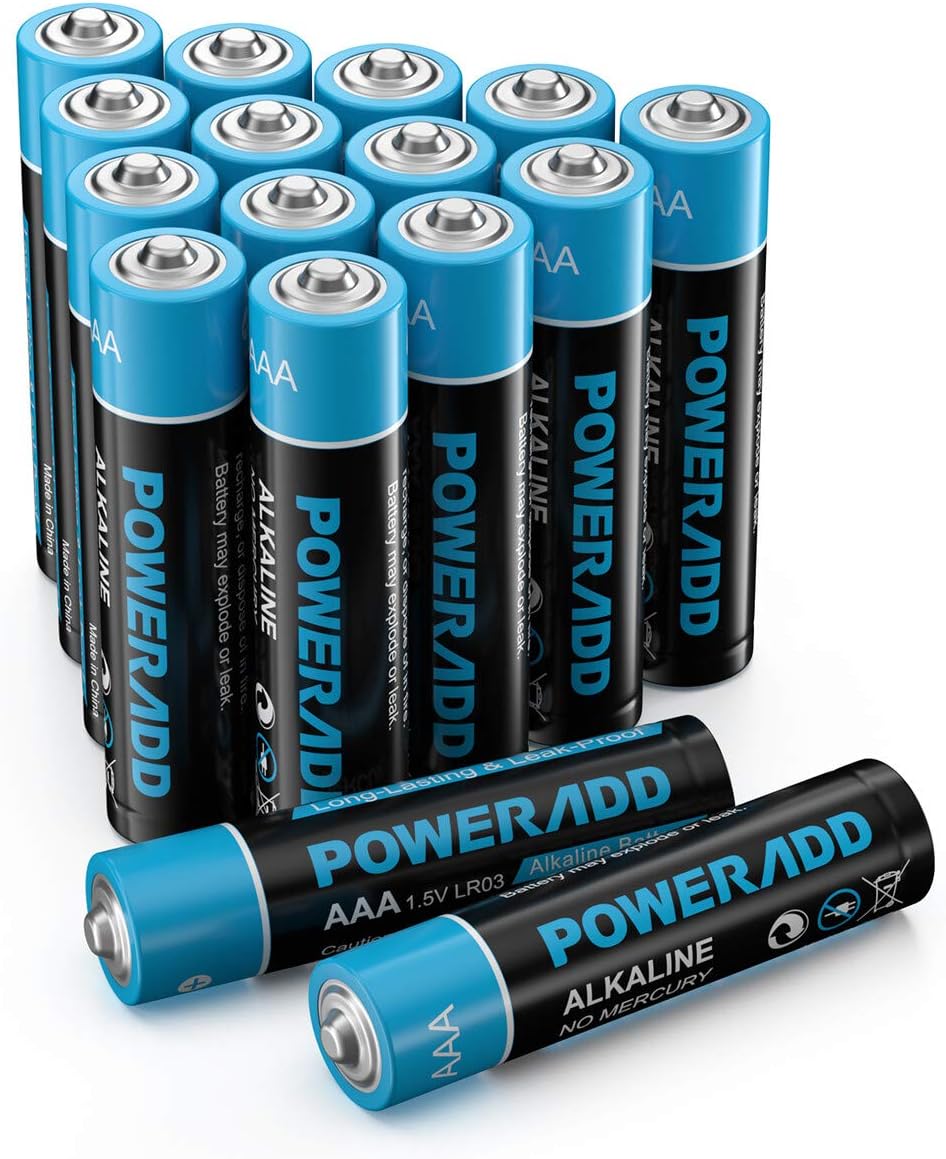 POWERADD AAA Alkaline Batteries Long Lasting, All-Purpose Battery for Household and Business - 16 Count: Home Audio & Theater
