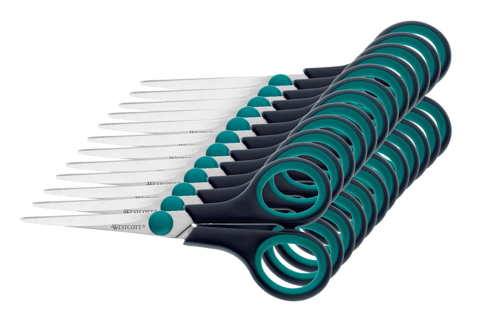 Westcott EASY- E-30250 00-I Scissors with Easy / Soft-Grip Handles 14 CM Set of 12 Black / Blue