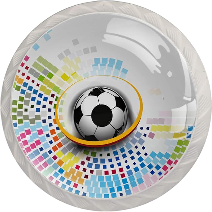 Pomo decorativo Elemento de fútbol 4 piezas blanco manija de gabinete