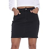 GUANYY Womens Mini Denim Skirt-Casual Stretch Slim Fit High Waisted Jean Skirts