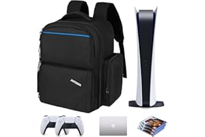 Travel Backpack Fits for PS5/PS5 Pro, Protective Carrying Case Storage Bag Compatible with Playstation 5/15.6'' Laptop/Gaming