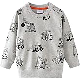 Little Hand Toddler Boys Sweatshirts Long Sleeve Tractor Shirt Dinosaur Pullover Digger Monster Truck Top Tee Kids 2-7 Years