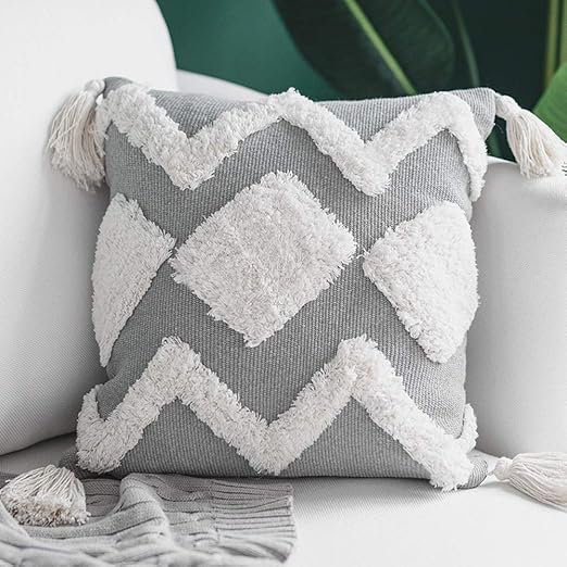 Amazon Com Blue Page Boho Neutral Decorative Pillows Cover 50x50