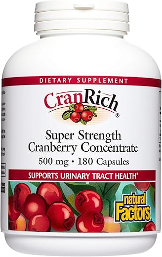 海外直送品Natural Factors CranRich Super Strength Cranberry Concentrate, Cranberry 180 Caps 500 mg