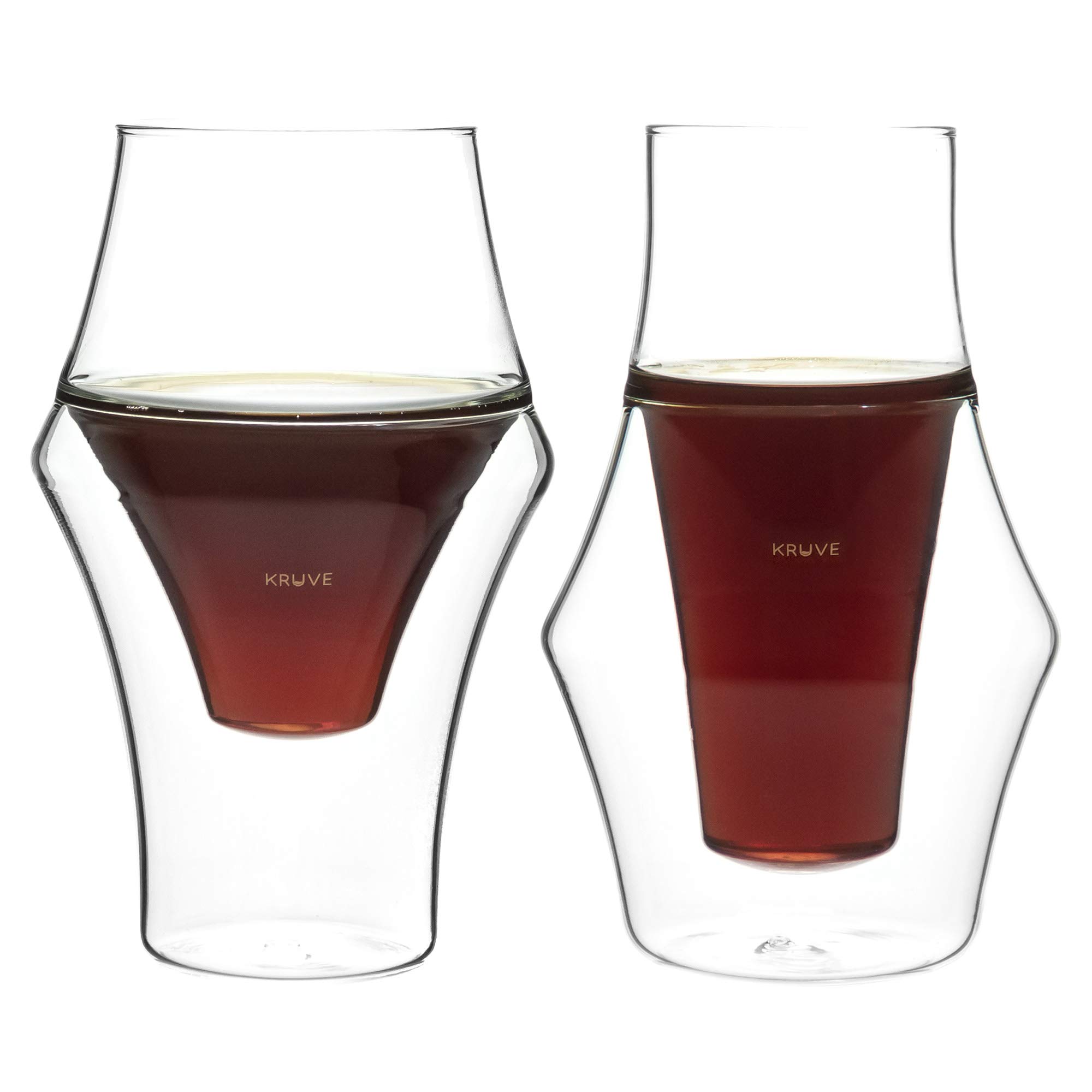 KRUVE EQ Excite & Inspire 150ml Handmade Double Wall Coffee Cups, Espresso Cups, and Glass Set of 2 - Heat-Resistant Borosilicate Coffee Mugs, Perfect for Enhancing Aroma and Flavor, Dishwasher Safe