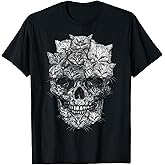 A Skull But It's Cats Kitty Skeleton Halloween Cat Skull T-Shirt