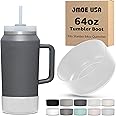 Jmoe USA Boot for 64oz Stanley Quencher H2.0 FlowState Tumbler With Handle | BPA Free Silicone | Sleeve Protector for Bottom of Cup | Protects Against Dents & Scratches (Frosted)