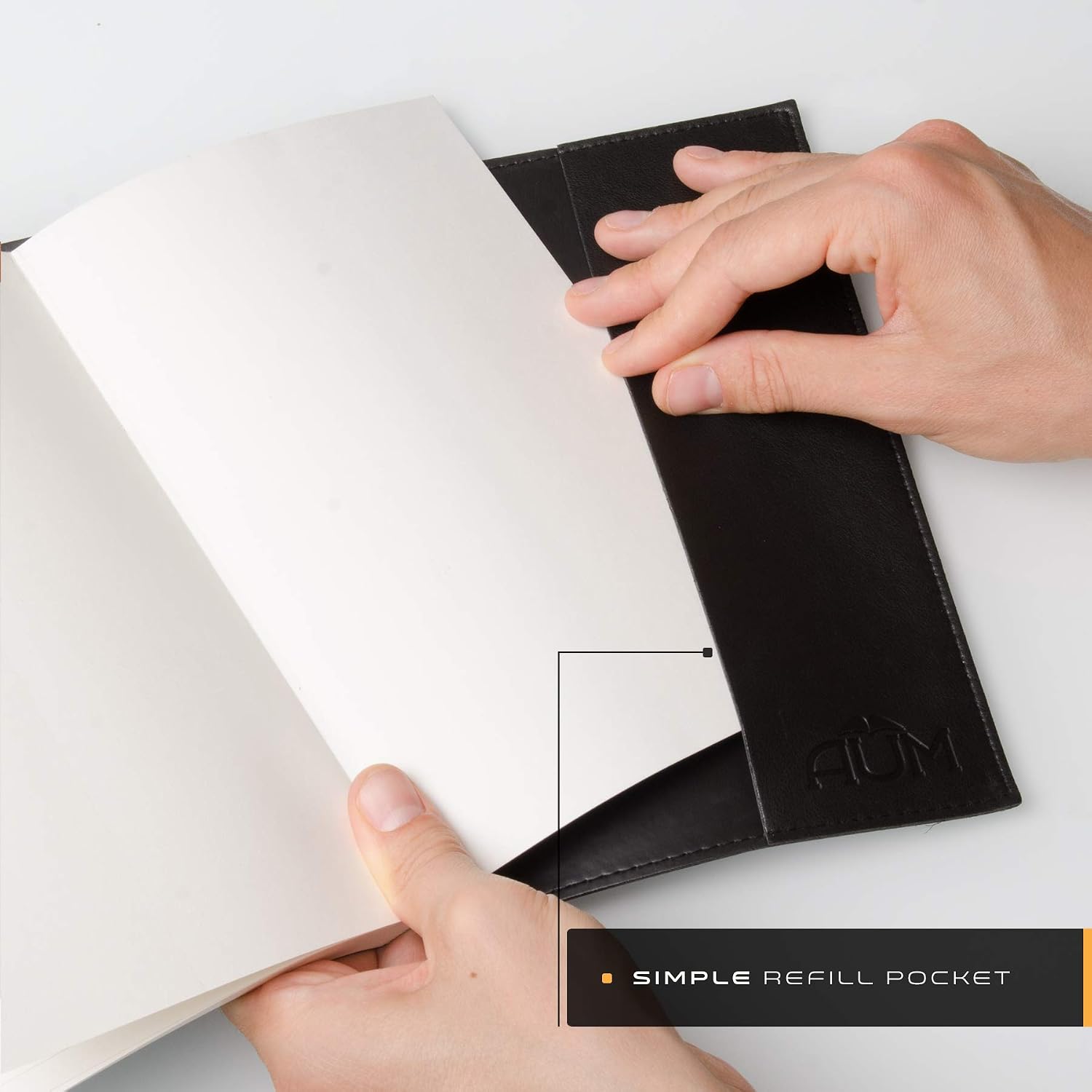 Aum Journals A6 Refillable Journal - Small Leather Pocket Journal Notebook - 164 RULED, Eco Friendly Pages Classics - Black - Image 5