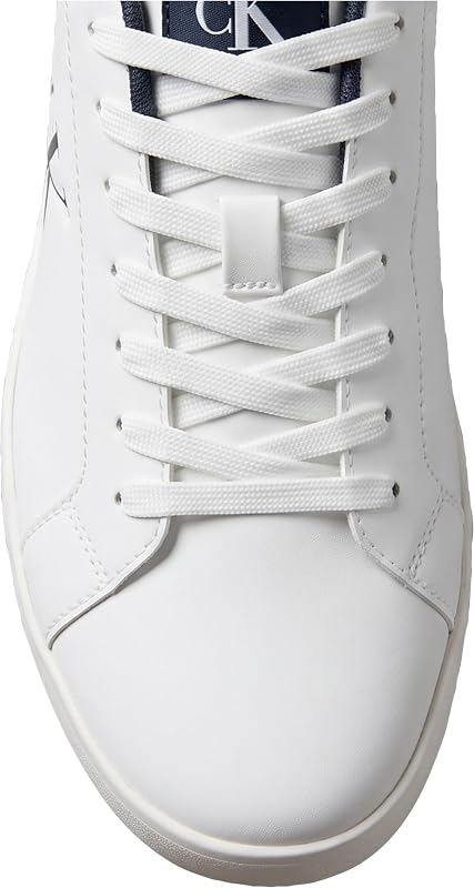 Uomo Sneakers con Suola Preformata Derby con Logo, Bianco (Bright White/Calvin Navy), 42