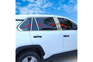 YAKANEY 10 PCS for Toyota RAV4 2023 2022 2021 2020 2019 Window Pillar Post Trims Stainless Steel Cover, Chrome Exterior Sporty Decorative Strip Cover Molding Trims