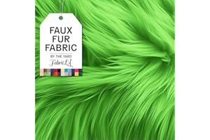FABRICLA Faux Fur Fabric by The Yard - Artificial Craft Fur - 18" X 60" Inch Wide - Fur Fabric for Craft Supply, DIY Furry Plush Projects, Sewing, Material, Decoration, Upholstery, Lime Green, Half Yard