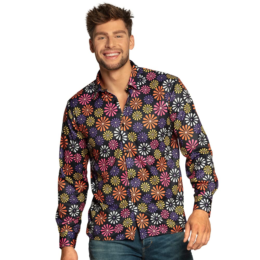 Boland Flower Power 44534 Men's Flower Hawaiian Shirt Hippy 70s Theme Party Carnival Moving Costume Multicolor XL